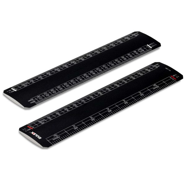 150mm Rulex architects oval scale ruler - black