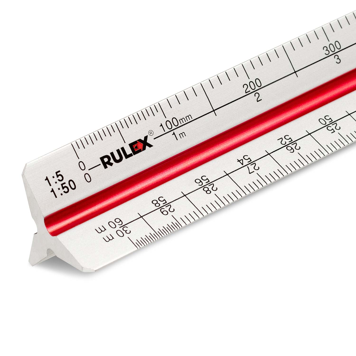 300mm Rulex metal triangular scale ruler - stainless steel
