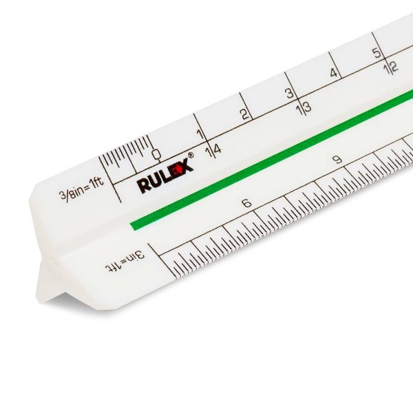 300mm (12") Rulex imperial triangular scale ruler