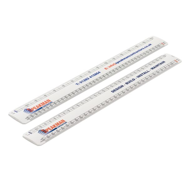 Scale rulers printed with logo