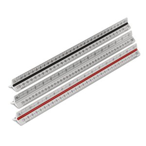 silver metal triangle scale ruler